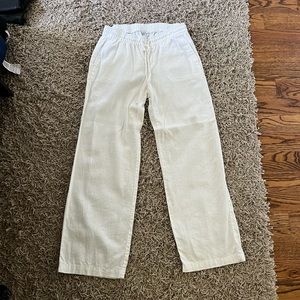White Linen drawstring pants